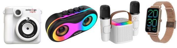 swiss+go Magic Party Altavoz Bluetooth Portátil Karaoke con 2 Micrófonos •  swiss+go